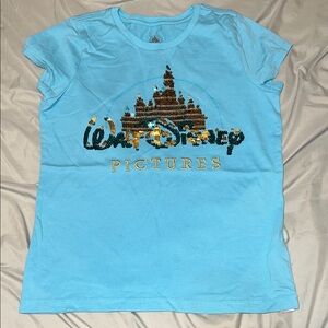Disney Light Blue Sequin Castle Tee